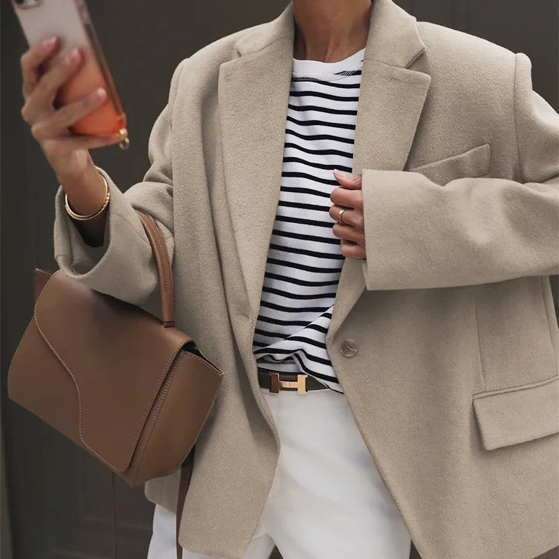 

2024 Autumn and winter fashion new women's temperament solid color suit jacket