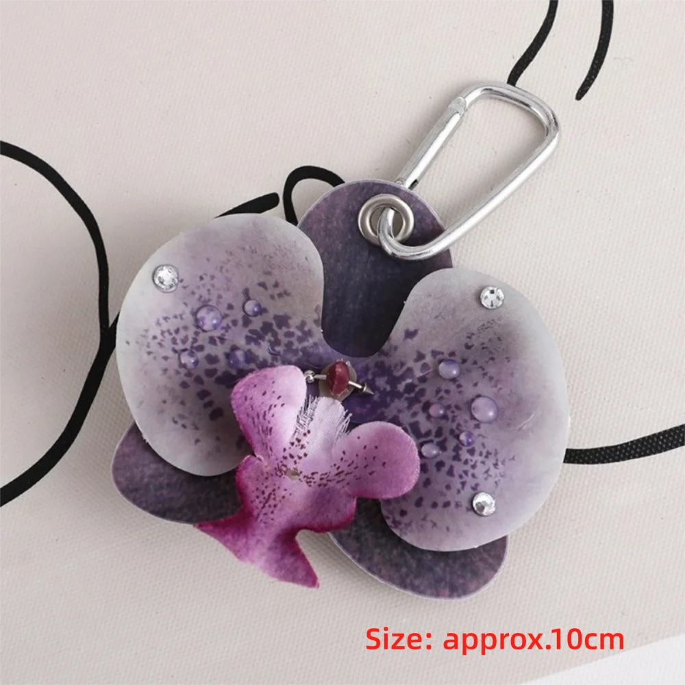 Creative Colorful Phalaenopsis Keychain Simulation Flower Handmade Bag Charms Orchid Lily Flower Keyring