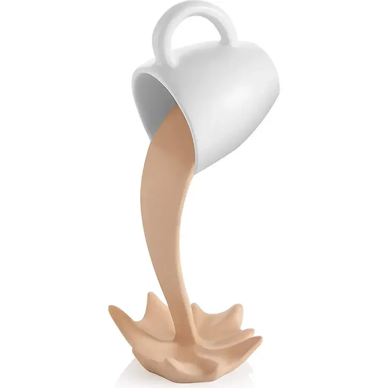 Schwimmende verschüttete Kaffeetasse-Skulptur, Küchendekoration, verschüttete Magie, Ausgießen, Spritzer, kreative Desktop-Dekoration, Heimdekoration – Detail 9