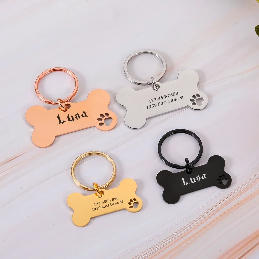 Collar personalizable con etiqueta de dirección para perro, medalla con grabado gratuito de nombre, accesorios para gatitos y cachorros, placa personalizada para perros y gatos