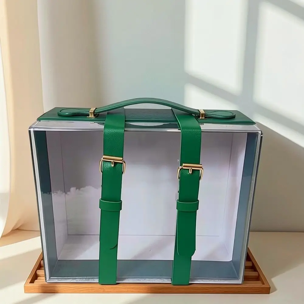 Elegant Clear Acrylic Present Organizer Leather Handle Decorative Gift Box For Bridesmaid Proposals Corporate Event Supplies