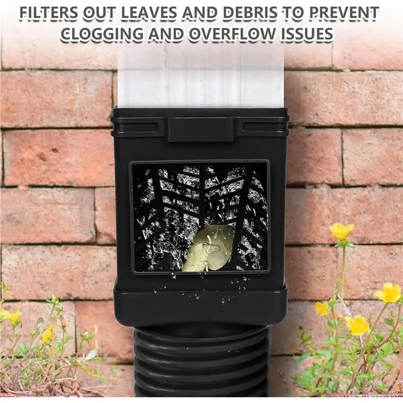 ABUH-Downspout Filter,Leaf Removers,Downspout Filters, Downspout Screen Filters,2X3 And 3X4 Drainpipe, (4-Pack Black)