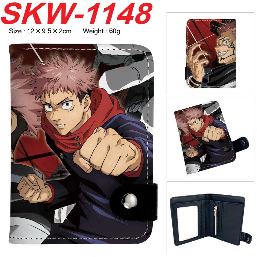 new Cartoon Anime Short Wallet Jujutsu Kaisen Vertical style with buttons can hold coins