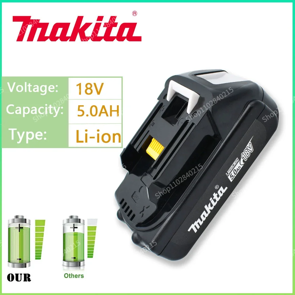 

Makita Original100% Rechargeable 18V 5.0Ah Li-Ion Battery BL1830 BL1815 BL1860 BL1840 194205-3 Replacement Power Tools Battery