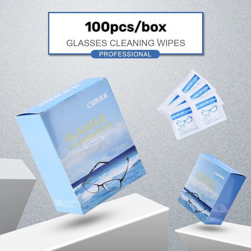 100 Pcs/Lots Eyeglasses Cleaning Wipes Disposable Glasses Cleaner Wet Wipes Mobile Phones Screens Computers Cameras Lens