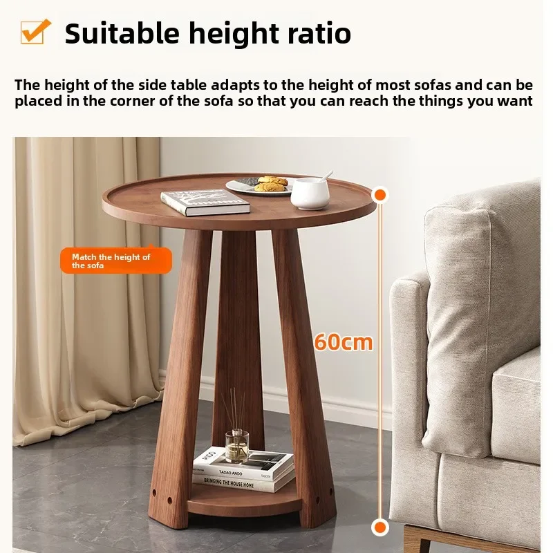 

Factory Multi-functional Sofa Side Few Household Living Room Double Small Round Table Solid Wood Coffee Table