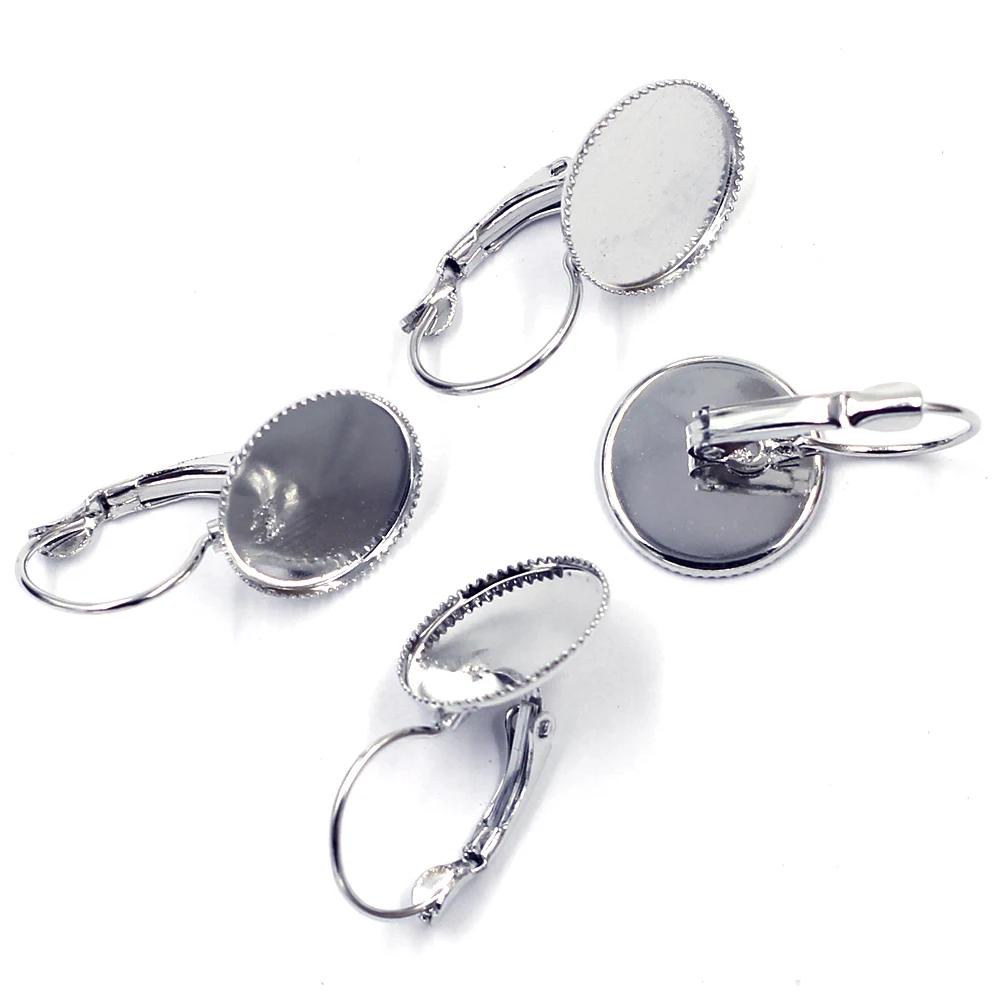 750Pcs Free Shipping Round Cabochon Setting Earring Wire Jewelry Making Findings 26x15mm(Fit 14mm)