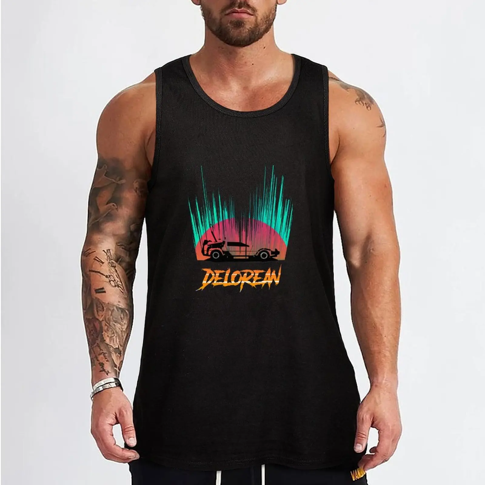 Delorean retro rays Tank Top summer gym shirt man mens designer clothes t-shirt for man