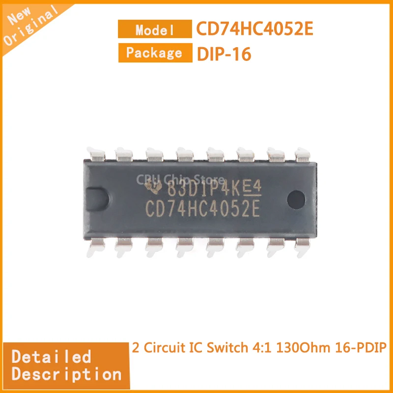 10Pcs/Lot  New Original  CD74HC4052E CD74HC  2 Circuit IC Switch 4:1 130Ohm 16-PDIP