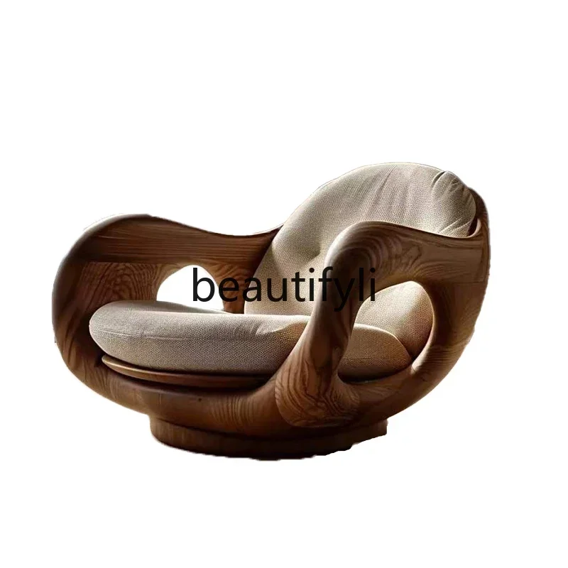 

LJYSofa chair designer creative single log living room study Italian minimalist recliner