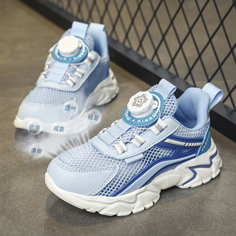 

Summer Mesh Rotary Buckle Outdoor Sports Shoes For Boys And Girls Kids