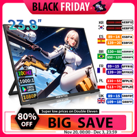 HGFRTEE 23.8 Inch 100HZ Portable Monitor Large Gaming Display 100%sRGB With HDMI Type C External Screen for Laptops PC Xbox PS5