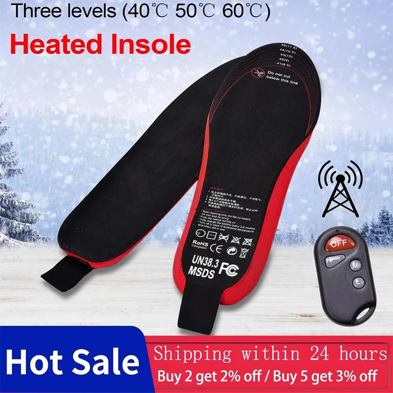 

Electric Insoles Heated Thermal Rechargeable EVA Unisex LED Wireless Remote Control 2100mAh Heating Warm Pad For Winter Sports