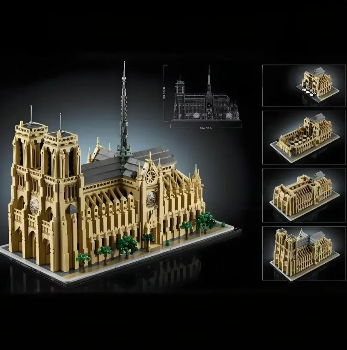 

World Famous Architecture Notre Dame Cathedral in Paris Building Block 21061 Assemble Model Brick Educational Toys ornament