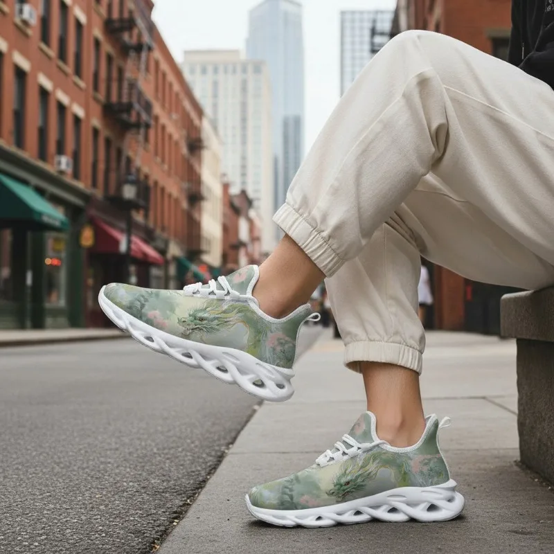 أحذية رياضية رجالية عصرية بتصميم التنين الصيني، أحذية ركض شبكية خفيفة الوزن قابلة للتنفس، أحذية رجالية مضادة للانزلاق للتدريب على اللياقة البدنية #6