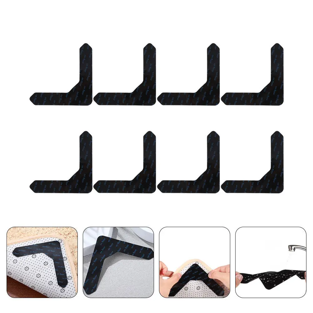 

8Pcs Non-Slip Tape for Hardwood Floors Area Rugs Carpet Corners Anti-Slip Grip Sticker Runner Pad Carpet Tape