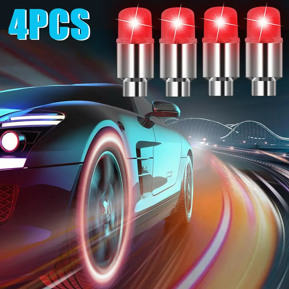 

4 Pcs Car Wheel Tire Air Valve Stem Led Lamp Cover Cover Accessories Intelligent Light-sensing And Vibration-sensing Control