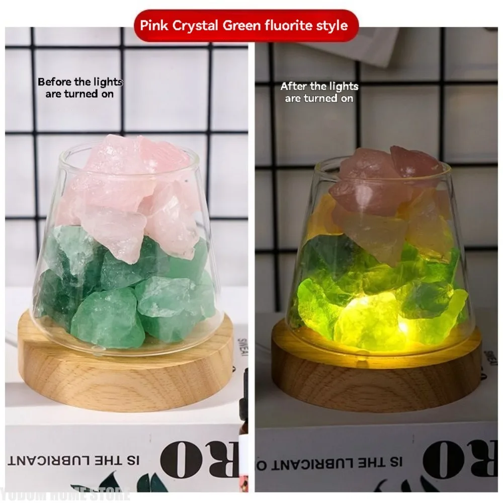 Non-Fire Aromatherapy Night Light with Natural Crystal Raw Stone Diffuser Stone Bedroom Ambient Light Home Gift Ornament