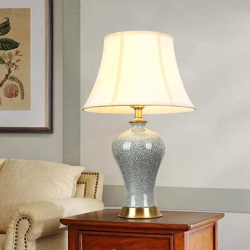 All-copper ceramic desk lamp Bedroom bedside lamp Study living room decoration Hotel room Model room