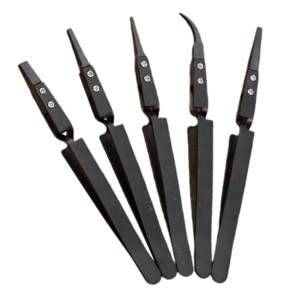 

5Pcs Precision Ceramic Tweezers Insulation Tool Heat Resistant Electronic Tweezers for High Temperature