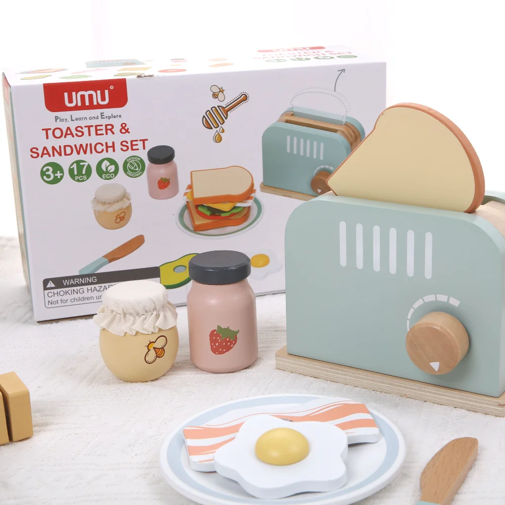 Macchina per il pane in legno, giocattolo, giochi di finzione, giochi di ruolo per l'apprendimento alimentare, giocattoli educativi precoci per i più piccoli, ragazze, ragazzi, regali per bambini