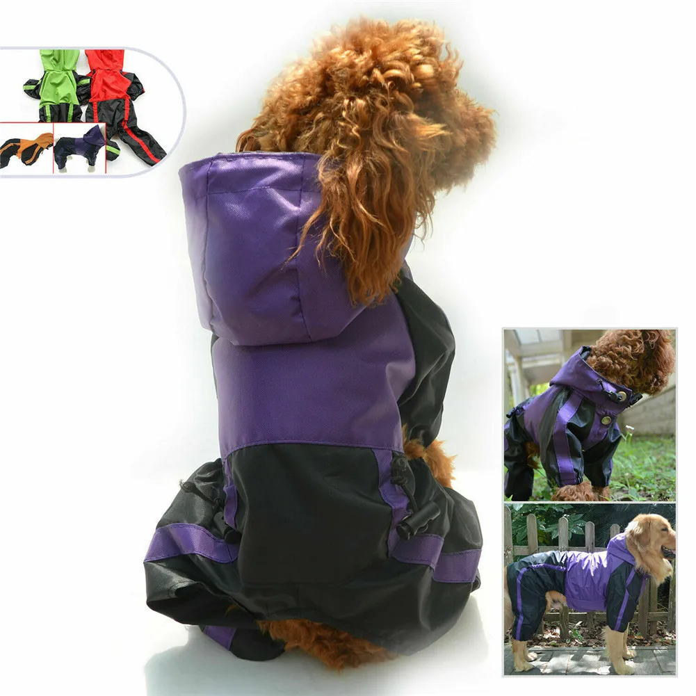 Capa de chuva para cães, à prova d'água, oxford, roupas para cachorro, chihuahua, macacão, traje, cães pequenos e médios, casaco de chuva com capuz