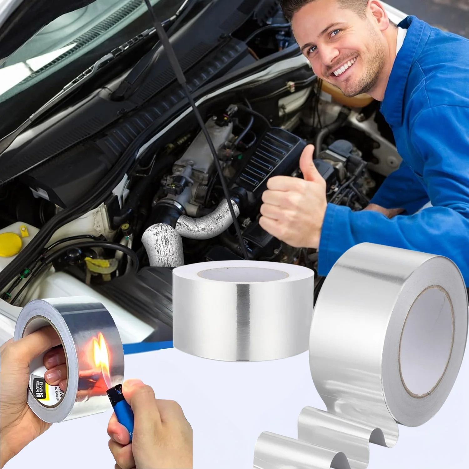 

High Temperature Resistant Smoke Exhaust Pipe Sealing Kitchen Cauldron Leak Proof Sunscreen Heat Insulation Aluminum Foil Tape