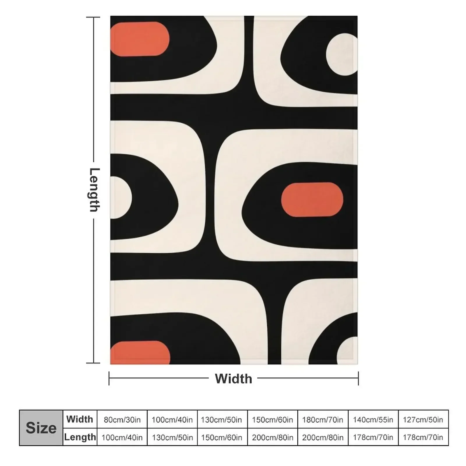Mid Century Modern Piquet Abstract Pattern Black, Orange, and Almond Cream Throw Blanket Furry Large halloween Blankets