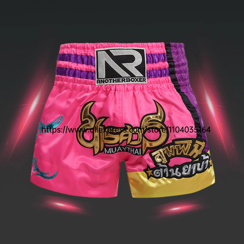 

Boxing Shorts Women Men Child Muay Thai Shorts Embroidery Martial Arts MMA Clothes Gym Thaiboxing Kickboxing Cage Fighting Pants