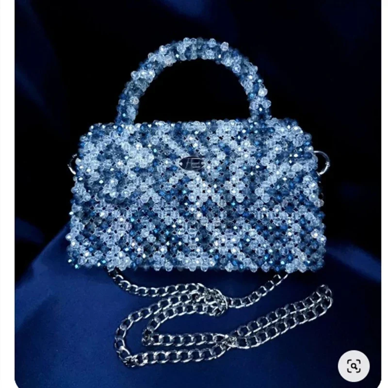 New Handmade Bead Gift Party Banquet Chain Crossbody Bag Advanced Texture Heavy Industry Crystal Women's Bags Customization