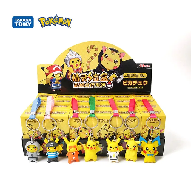 Oryginalne Pokemon pudełko z niespodzianką losowe figurki akcji z anime Pikachu brelok do kluczy torba na zabawki wisiorek ozdoba dziecięca tornister dekoracja prezenty