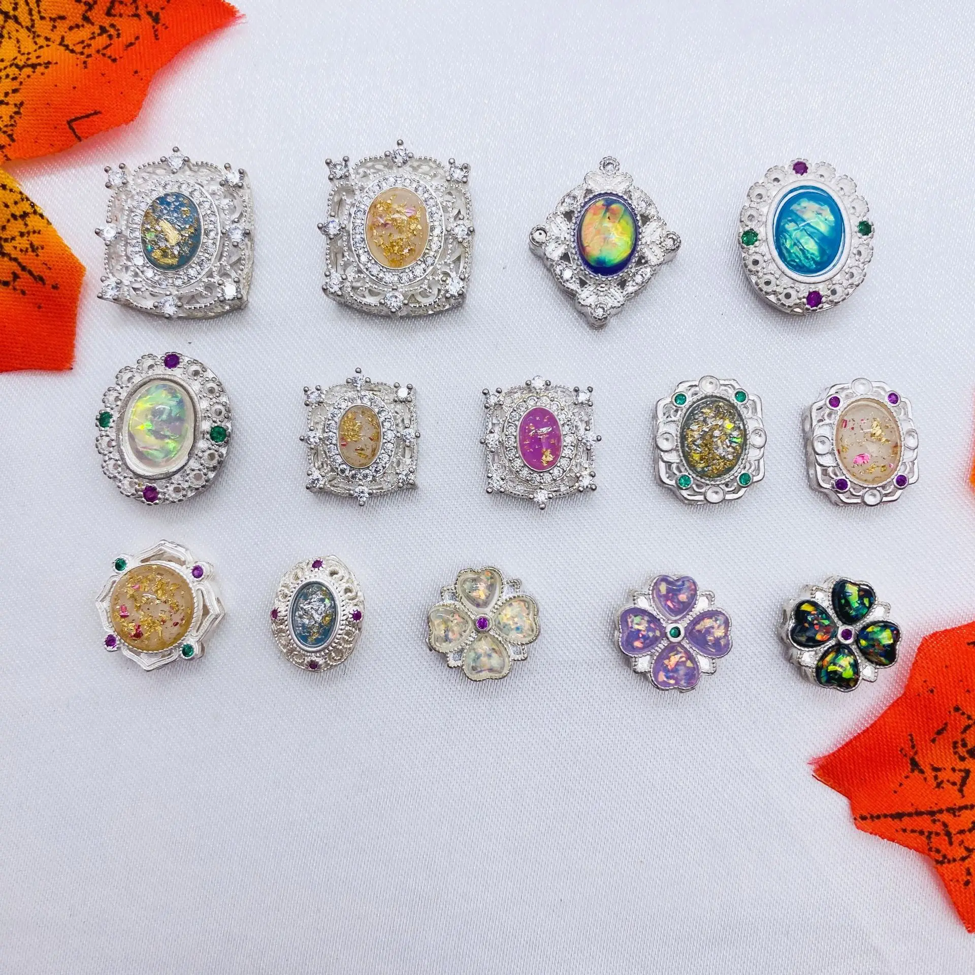 8pcs Copper Plated Gold and Silver Inlaid Aobao Spacer Beads DIY Necklace Bracelet Jewelry Accessories Beading Materials