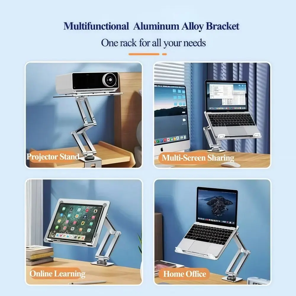 Sturdy 360°Rotatable Laptop Desk Mount Aluminum Single Arm Laptop Stand Adjustable Foldable Tablet Holder For 17