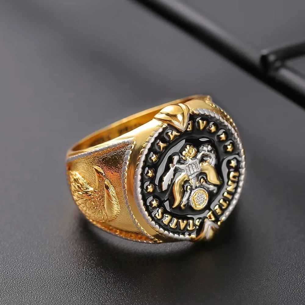 925 silver jewelry - New men's two-color ring - Retro and versatile for all occasions