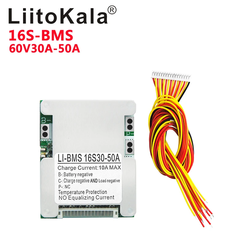 LiitoKala BMS 10S/13S/16S/20S 36V/48V/60V/72V 30A Li-ion ładowarka akumulatorów litowych płyta ochronna bateria BMS z funkcją równowagi