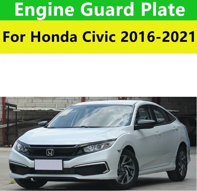 Car Accessories  Black Under Engine Guard Plate Mudguard Board Splash Shield Mud Fender Plate Panel For Honda Civic 2016-2021.