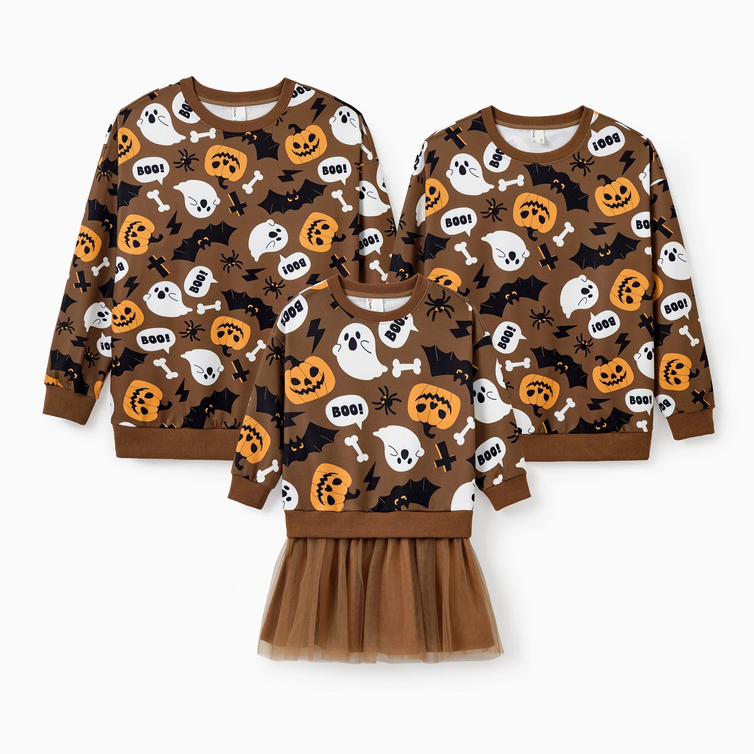

PatPat Halloween Family Matching Outfit Pumpkin / Bat Print Long-sleeve Top or Tutu Dress .
