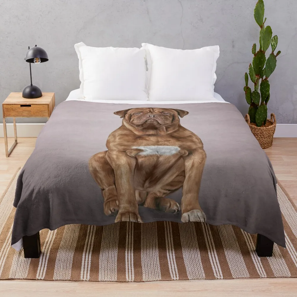 

Drawing dog Dogue de Bordeaux Throw Blanket double plush blanket