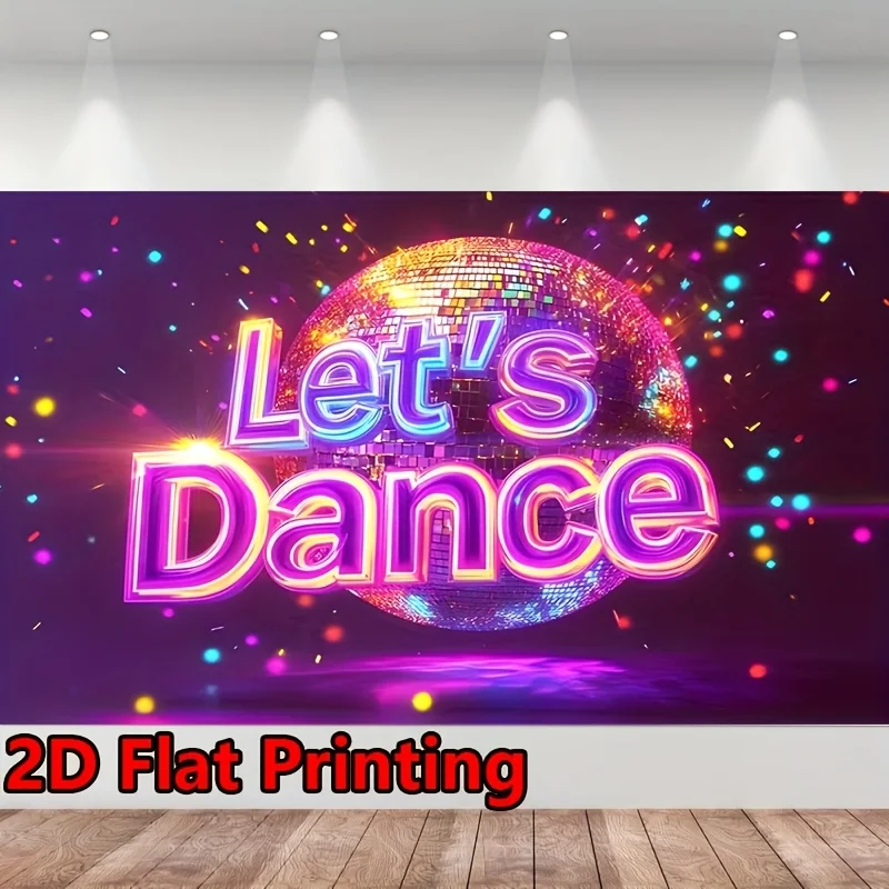 2D-Hintergrundstoff mit 1 Discokugel und farbigem Papierhintergrund – Fotohintergrundstoff aus Polyesterfaser