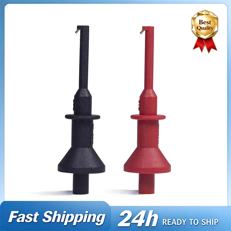 Multimeter Probe Hook 4mm Threaded Socket Smd Ic Clamp Spring Damage Test Gilding Suitable For Test Lead 2mm/4mm/M4 Interface