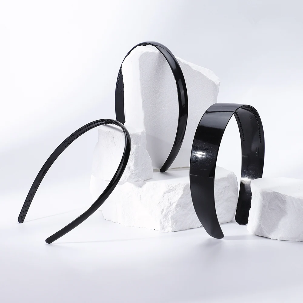 1 Piece Solid Black Color Fashion Head Band for Girls Simple Women Headbands Casual Hair Accessories Plastic Headbans Wholesale