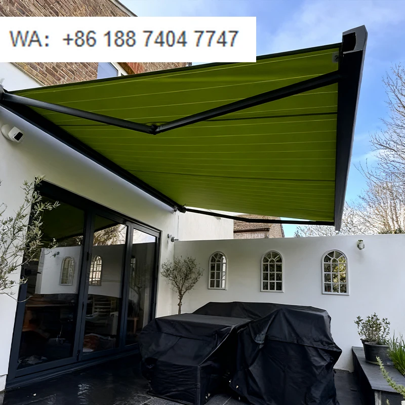 Luxury Garage Carport Canopy Full Cassette Retractable Awning with Remote Control Thickened Aluminum Alloy Durable Sunshade