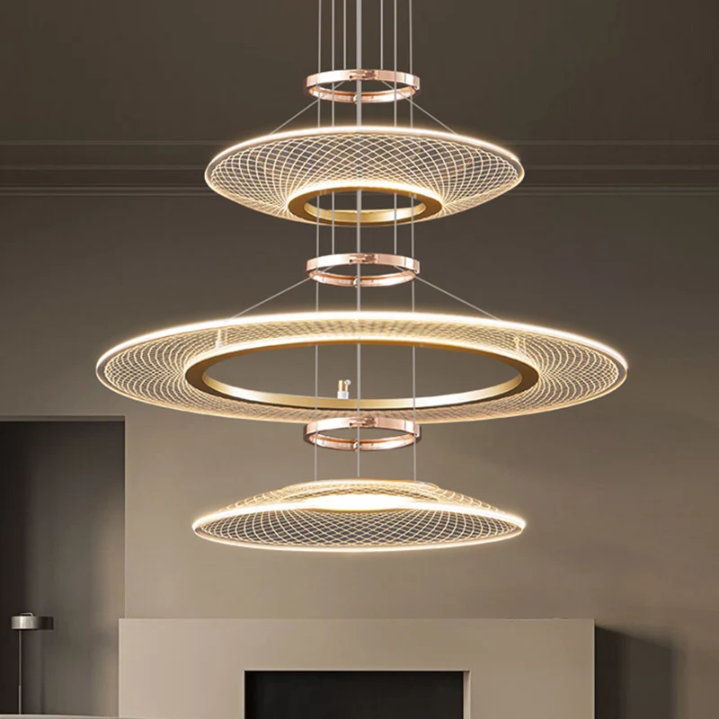 

Modern LED Ring Chandelier Luxury Restaurant Chandelier For Living Room Bedroom Villa Home Decor Gold Dining Table Hanging Lamp