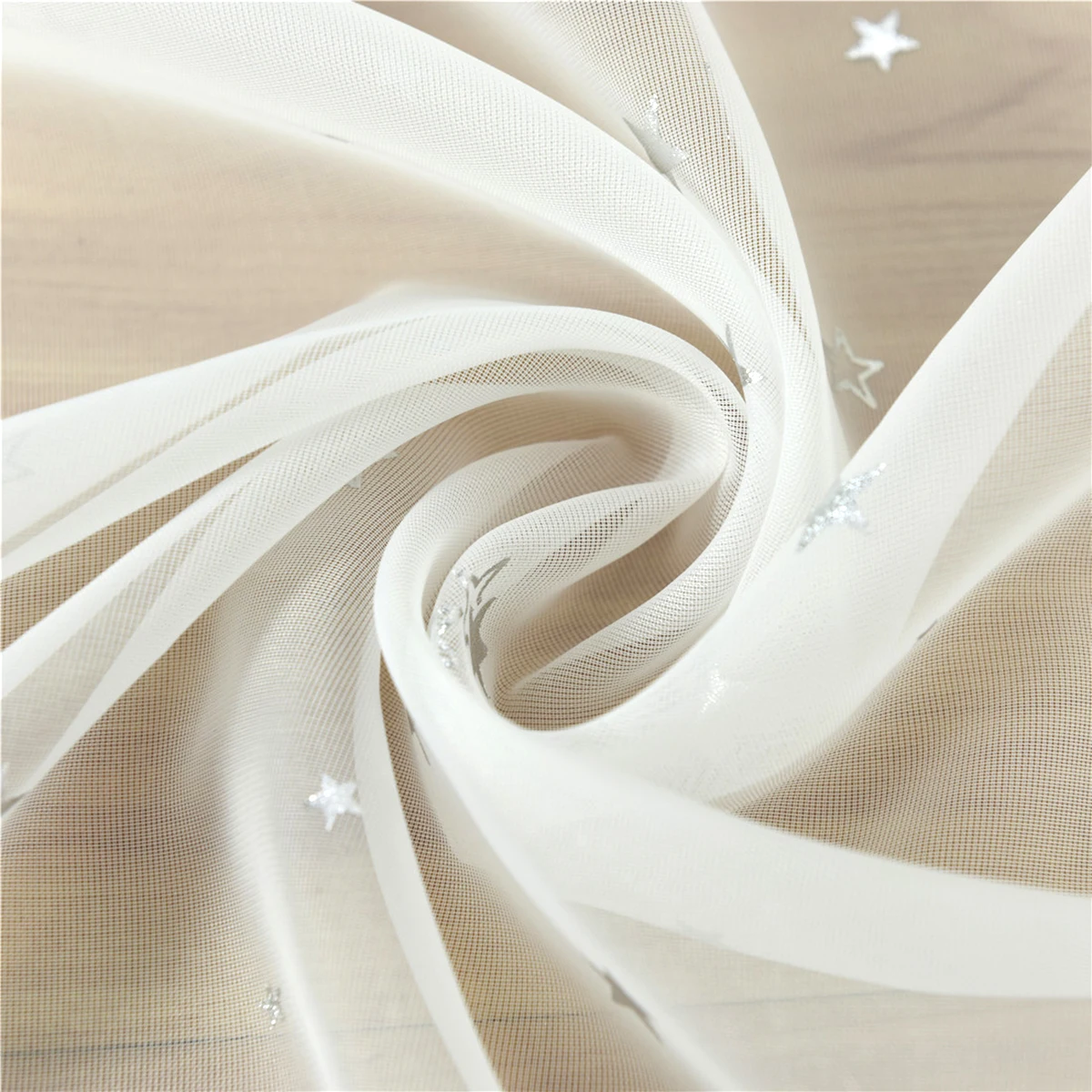 

Sheer Silver Star Curtains Window Voile Panels 100x270cm Romantic Glitter Window Screening for Girls Bedroom Kids Room