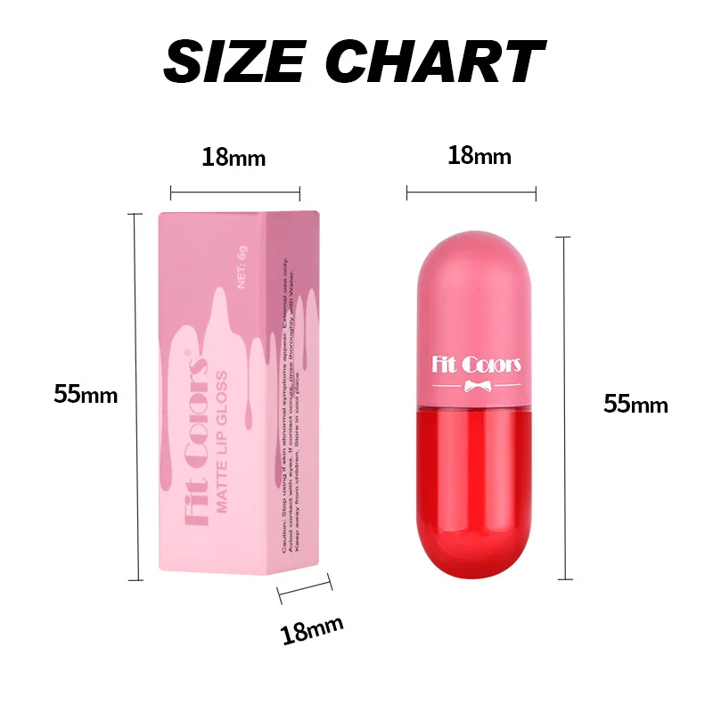 6 Dimensions Mini Lip Makeup Capsules Color Showing Non-Stick Matte Lip Gloss Liquid Lipsticks