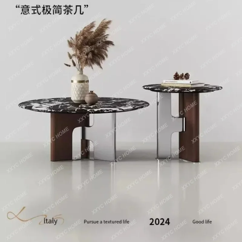 XX Marble Coffee Table Modern Luxury Round Small Space Living Room Home Furniture 2025 New Design