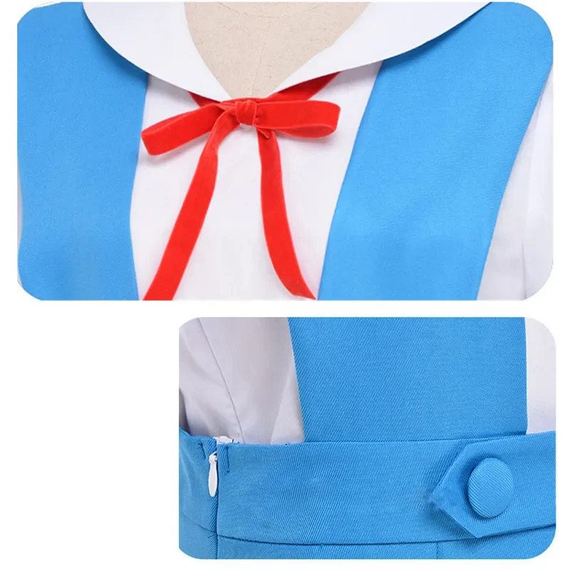 에반게리온 원피스 여성용 섹시한 코스프레 코스튬 교복, 가발 및 검은 양말, 휴일 공연 의상, 애니메이션 신제품