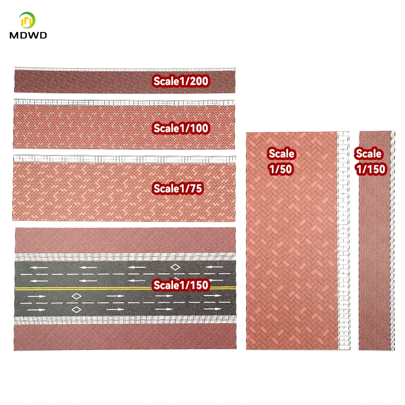 1:87/100/150/200 مقياس الرصيف نموذج لوحات الطوب الأرضي مربع متداخل الطوب الأحمر المعماري اليدوية لتقوم بها بنفسك تخطيط القطار