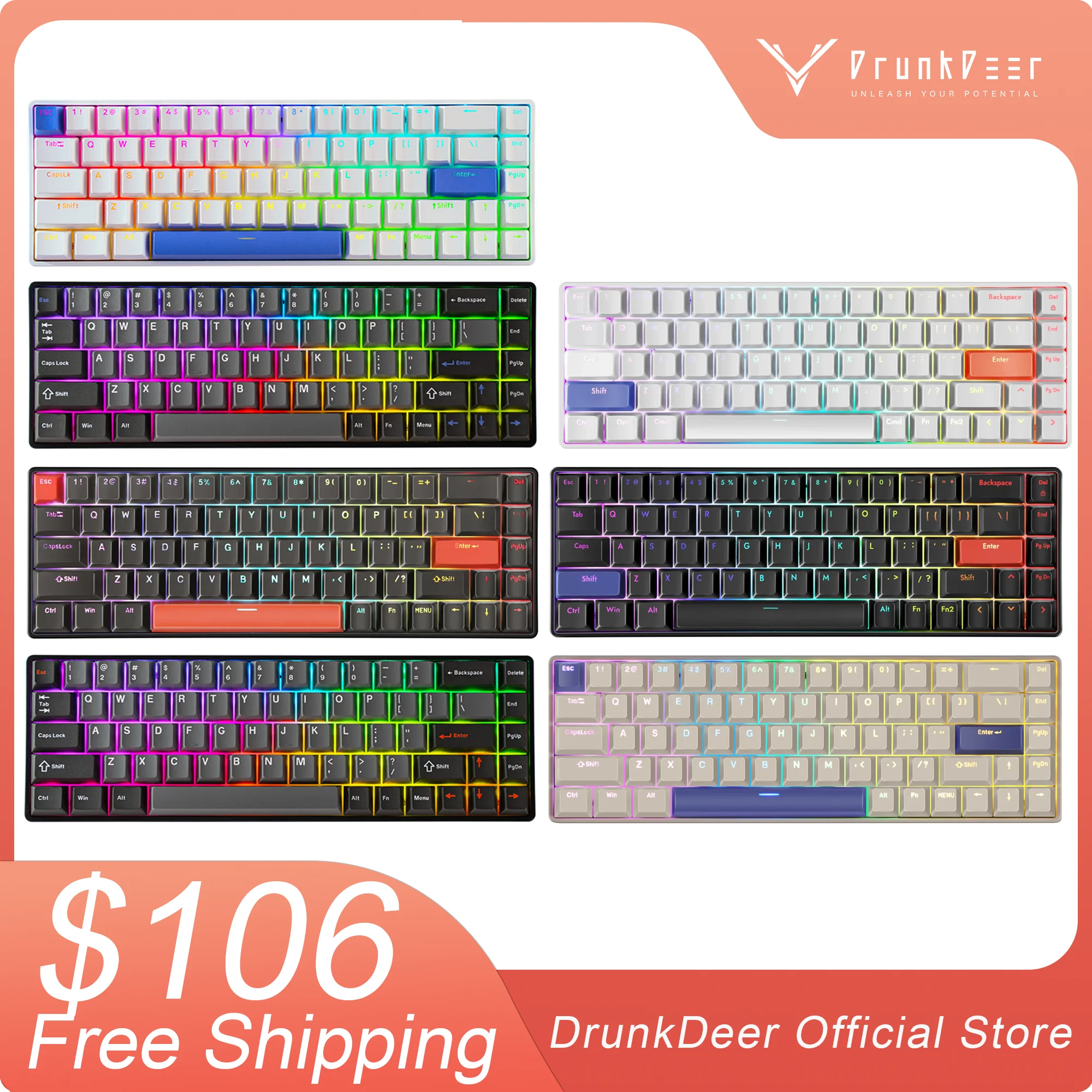 DrunkDeer G65 Mechanical Keyboard,Rapid Trigger TKL Gaming Keyboards, Hyper Fast Magnetic Switch Keyboard, RGB Compact 68 Keys