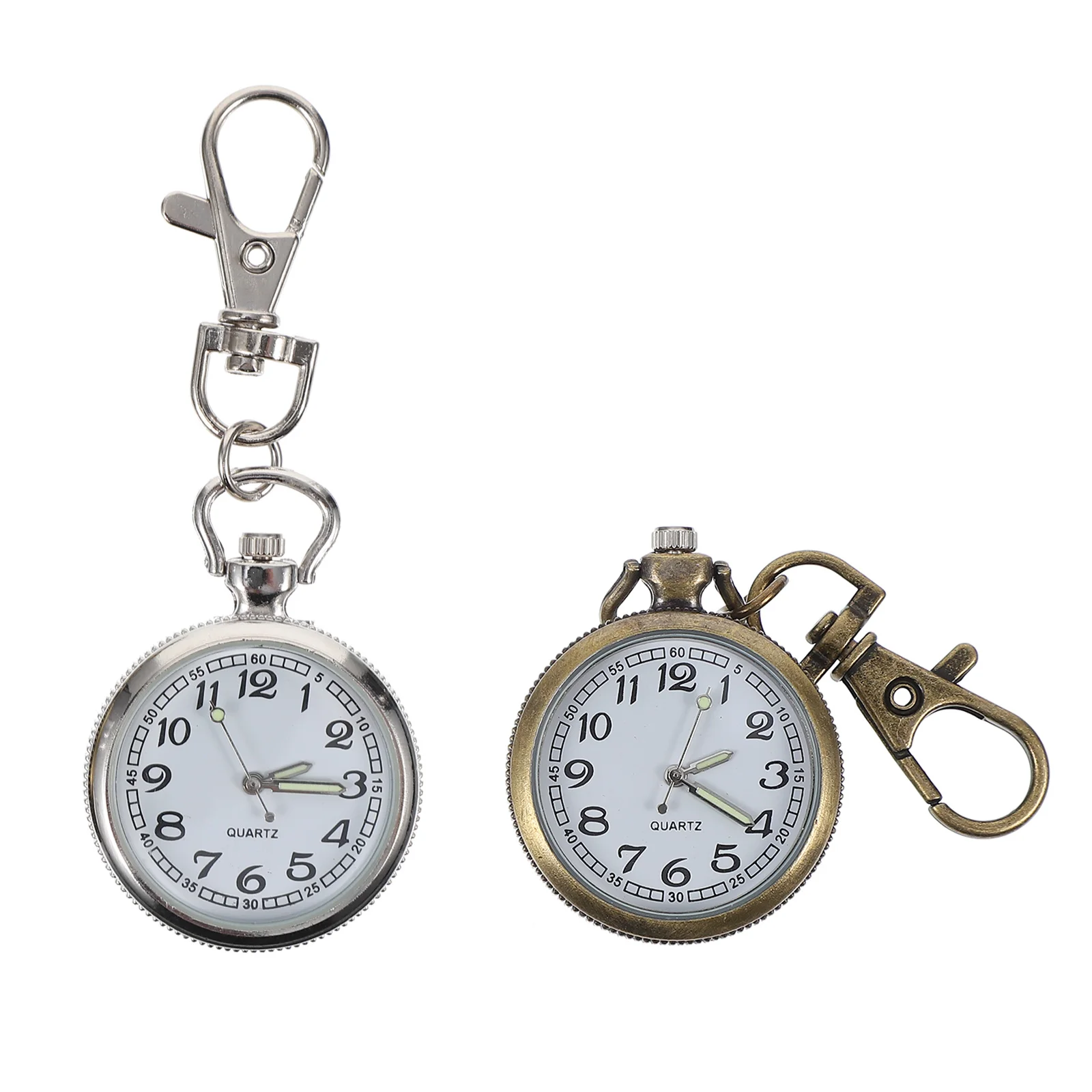 2 قطعة ساعة جيب كوارتز خمر المفاتيح سبيكة ممرضة ساعة قلادة قابل للتعديل فوب كليب التمريض ملحق خمر حلقة رئيسية